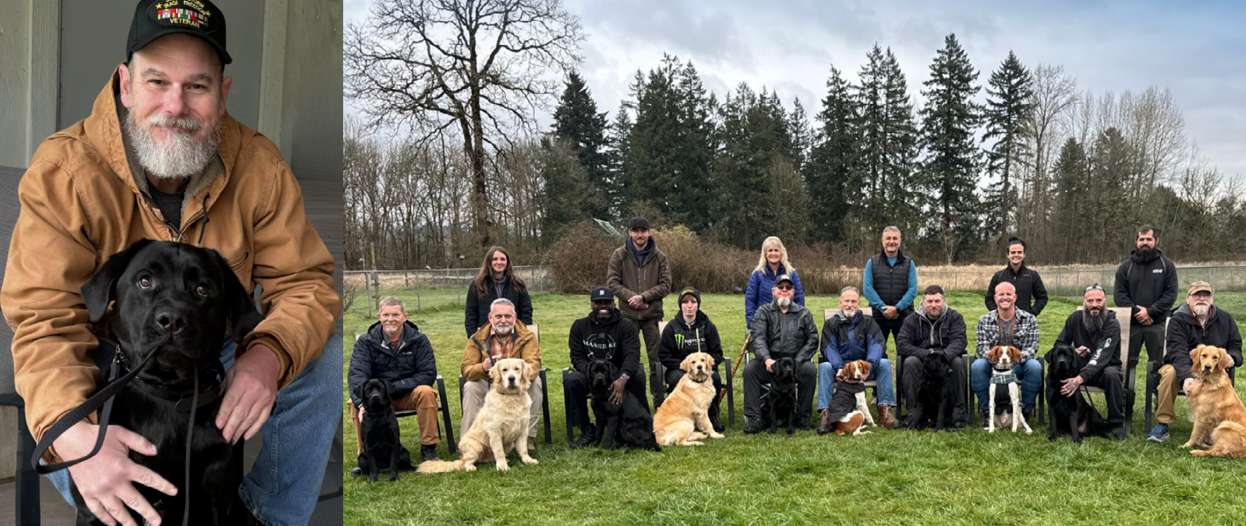 Picture of veterans and their service dogs